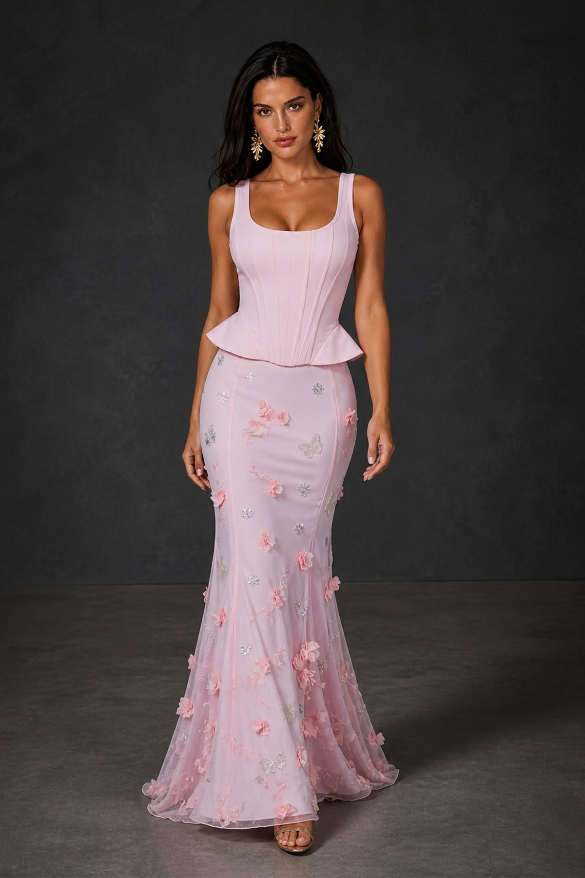 BOLODOO Blush Pink Corset Set – Back View, Lace-Up Open Back Detail