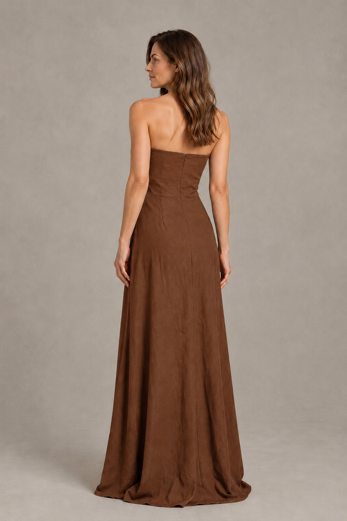 BOLODOO Brown Strapless Floral Mother of the Bride Gown - Brown - Brown_02