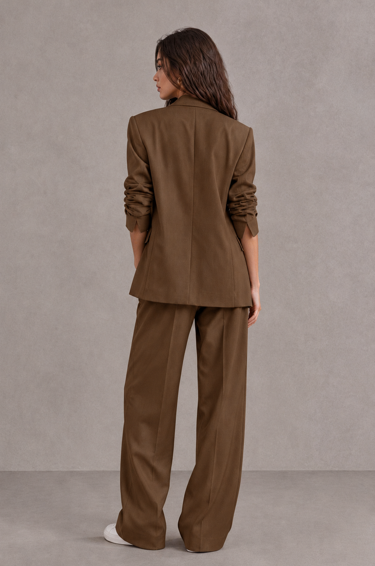 BOLODOO Brown Brown Blazer & Wide-Leg Pants Suit for Women - Brown - Brown_02