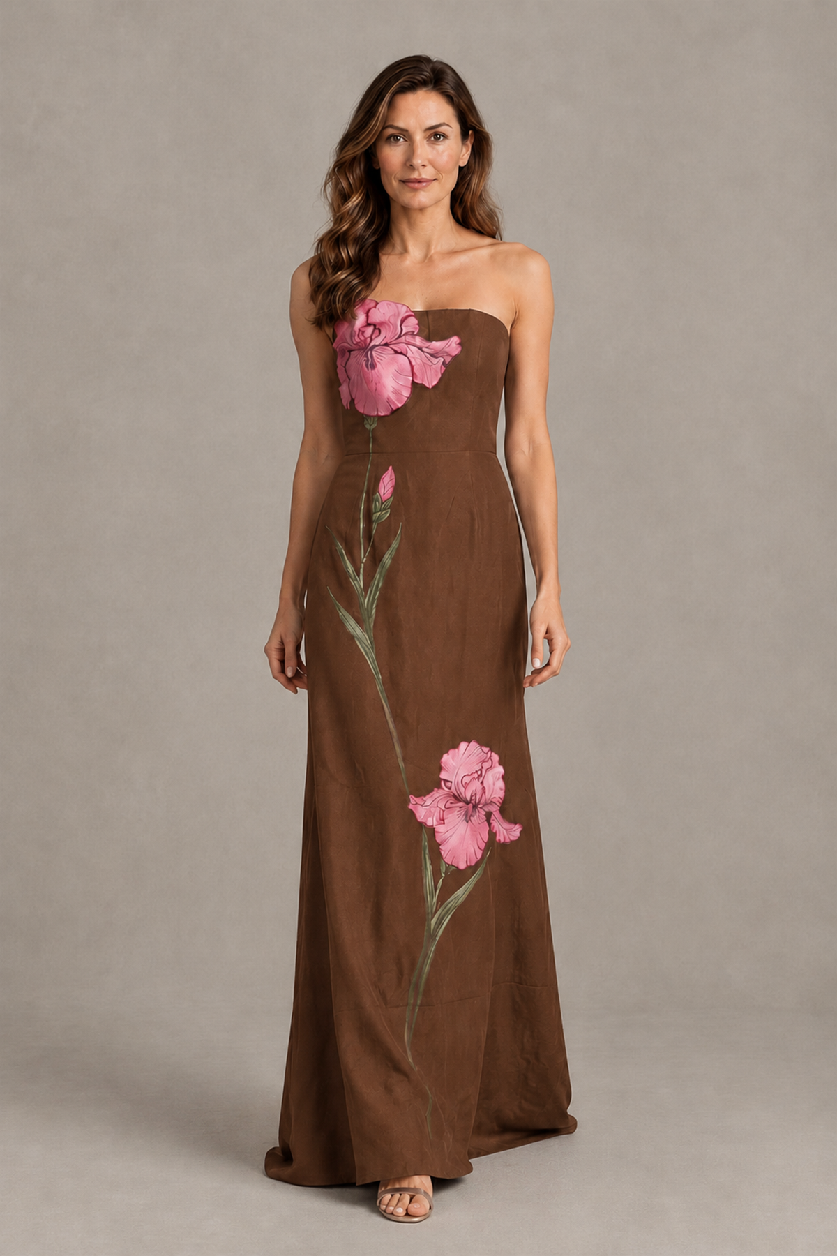 BOLODOO Brown Strapless Floral Mother of the Bride Gown - Brown - Brown_04