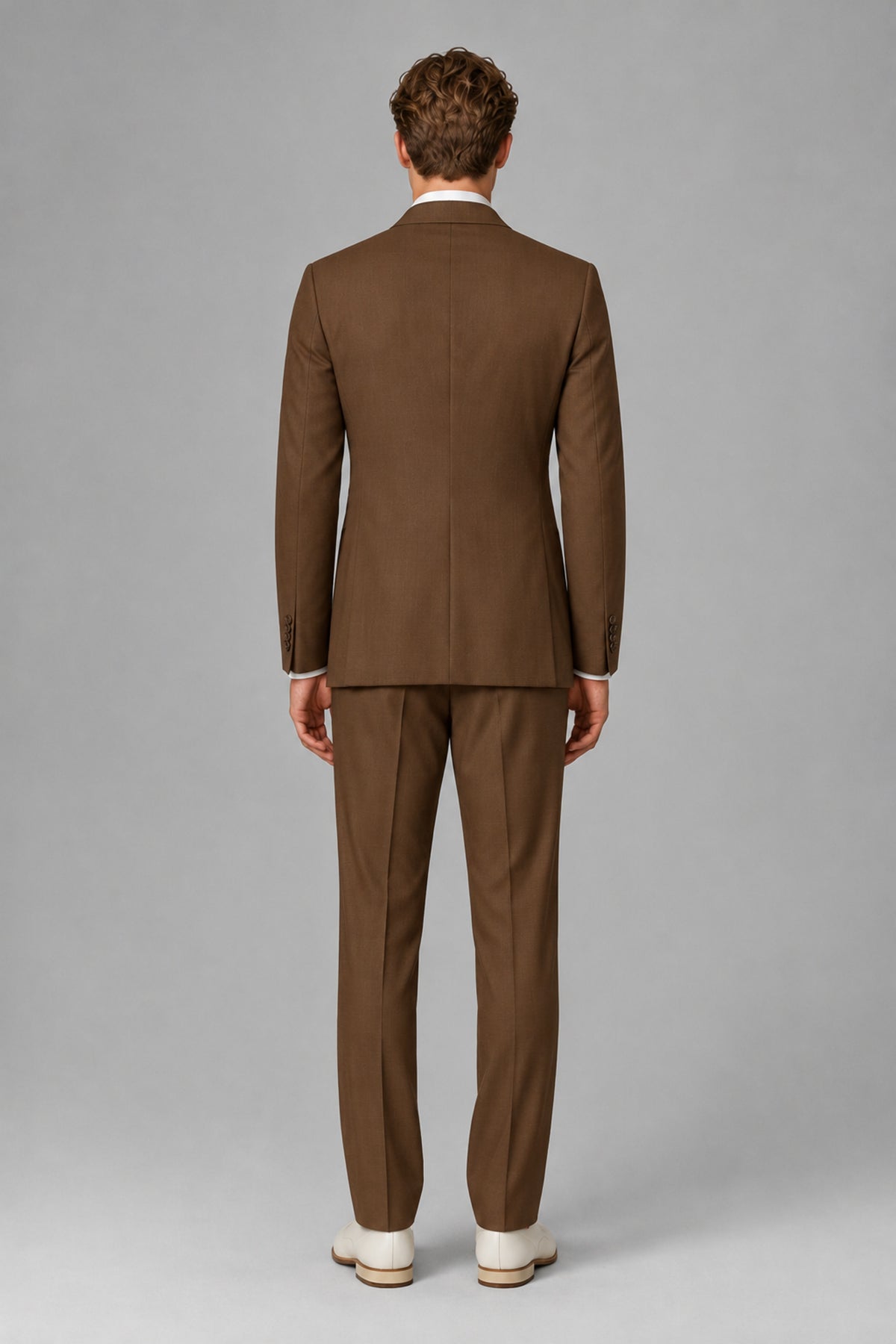 Bolodoo Men's Brown Wrap Tie-Waist Two-Piece Suit – Jacket & Trousers - Brown - Brown_3