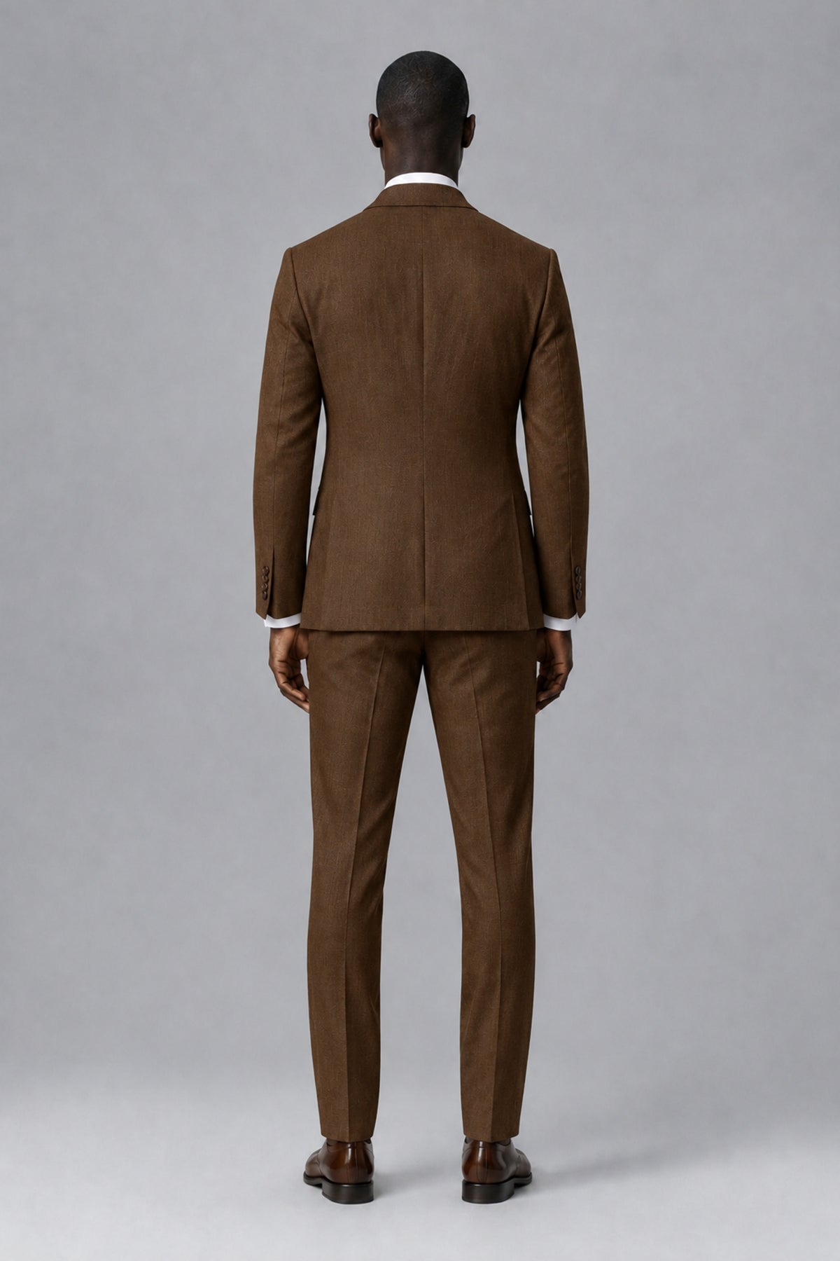 Men's Brown Two-Piece Notch Lapel Suit - Brown - Brown_3