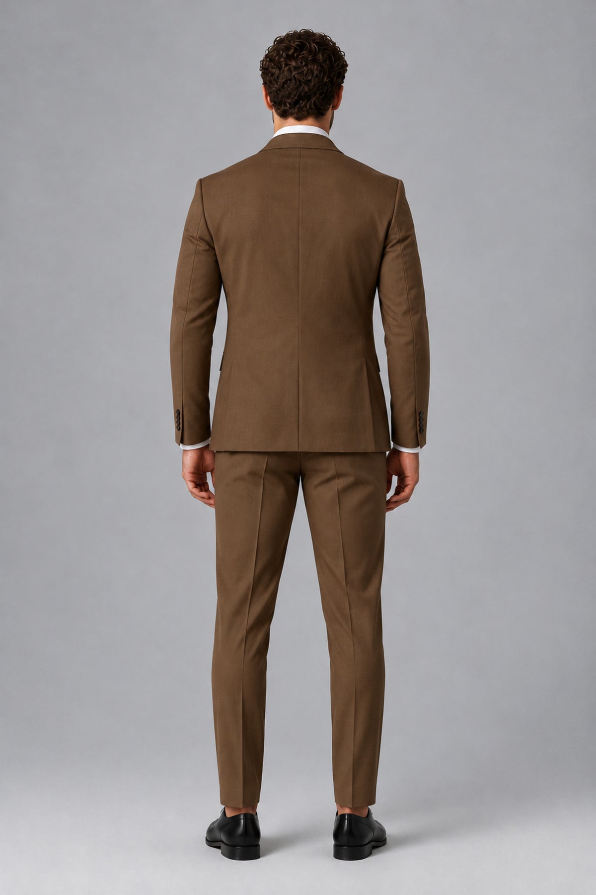 Bolodoo Men's Brown Two-Piece Suit with Notch-Lapel Jacket & Trousers - Brown - Brown_3