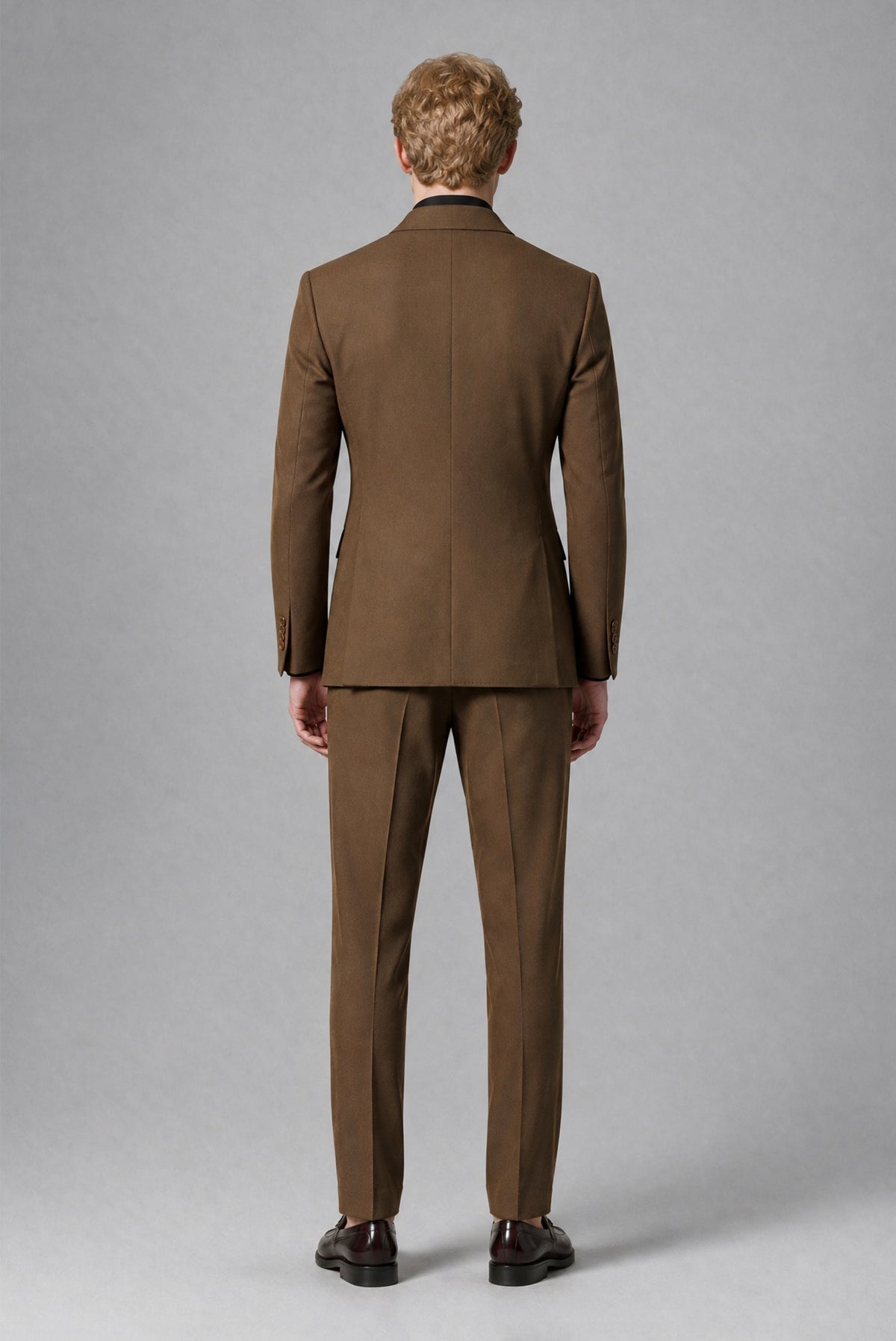 BOLODOO Men's Brown Double-Breasted Two-Piece Suit – Jacket & Trousers - Brown