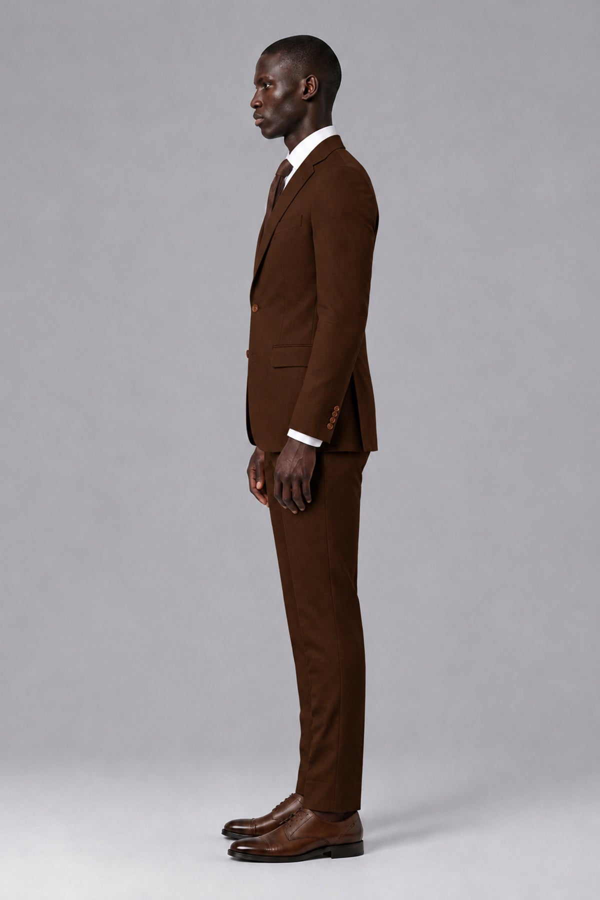 Men's Brown Two-Piece Notch Lapel Suit - Brown - Brown_4