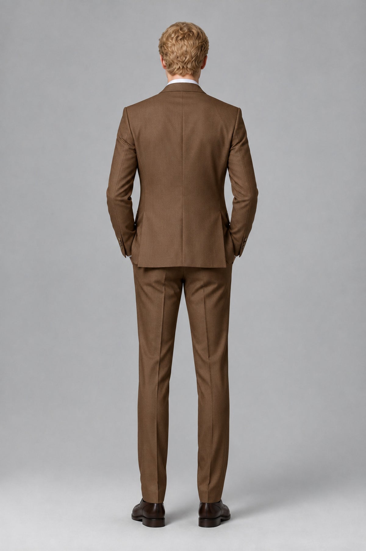 Bolodoo Men's Brown Two-Piece Suit with Notch-Lapel Jacket and Trousers - Brown - Brown (5)