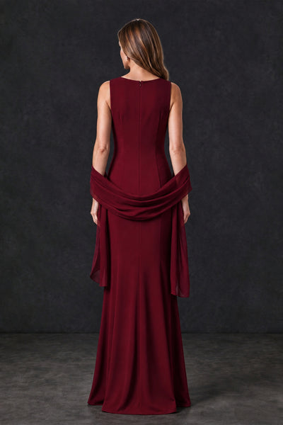 BOLODOO Burgundy Floral Sleeveless Mother of the Bride Dress - Burgundy - Burgundy_2