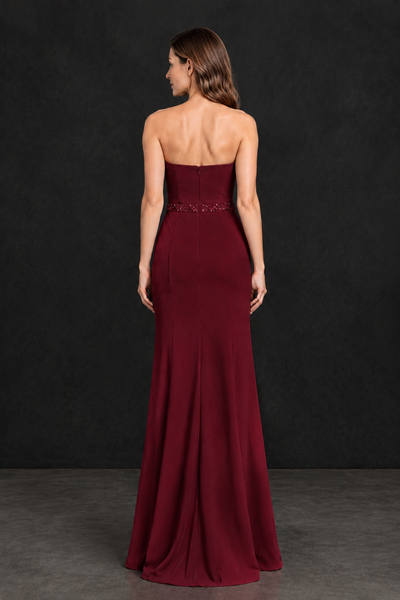 BOLODOO Burgundy Strapless Mother of the Bride Dress with 3D Floral Appliques - Burgundy - Burgundy_2
