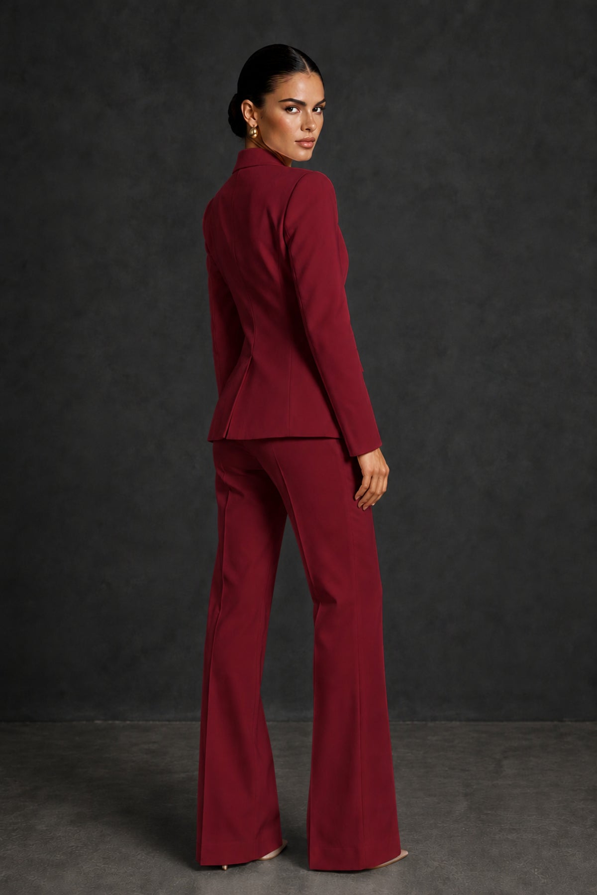 BOLODOO Burgundy Two-Piece Blazer and Pants Suit Set - Burgundy