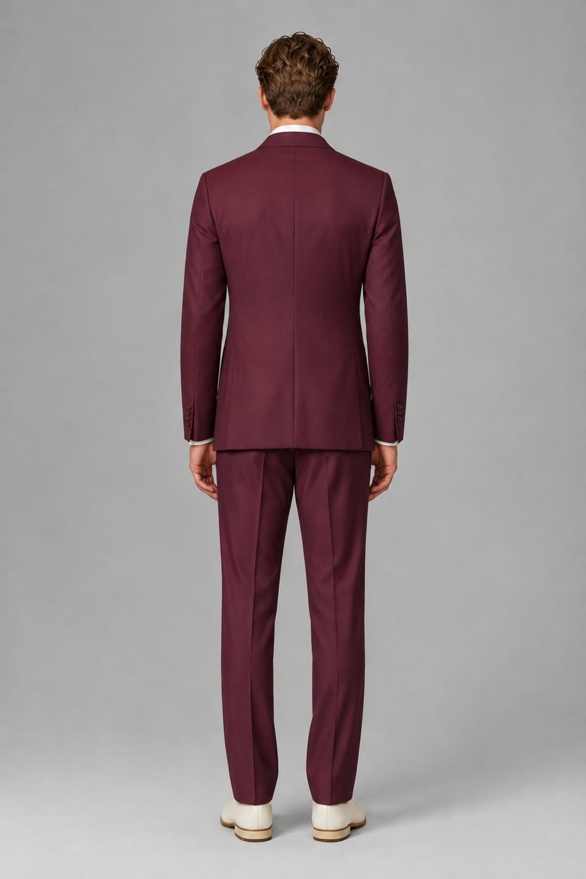 Bolodoo Men's Burgundy Wrap Tie-Waist Two-Piece Suit – Jacket & Trousers - Burgundy - Burgundy_3