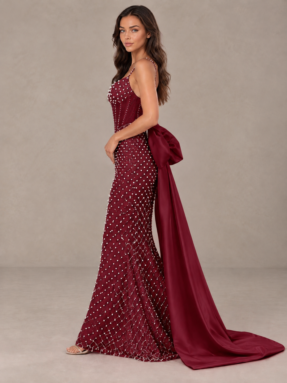 BOLODOO Burgundy Beaded Corset Prom Dress with Bow Train - Burgundy - Burgundy_3