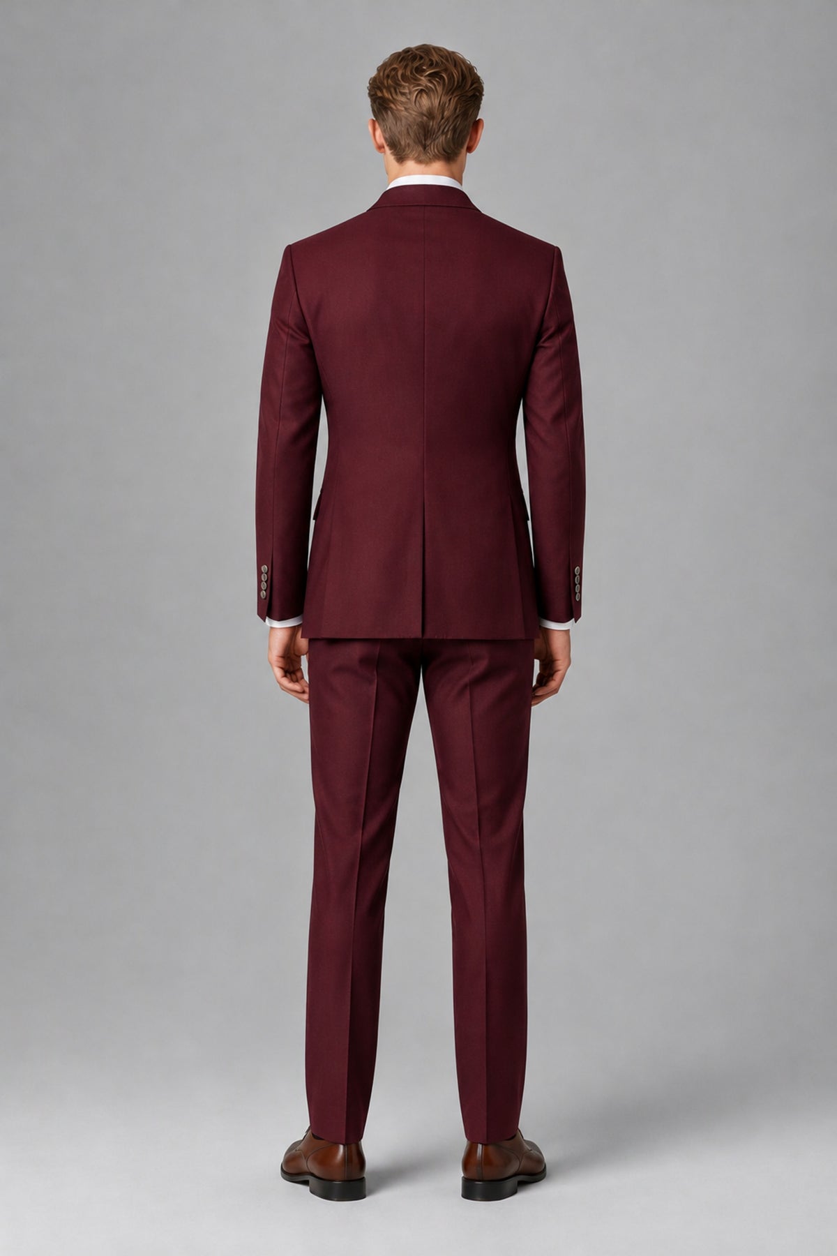 Bolodoo Men's Burgundy Double-Breasted 2-Piece Wedding Suit - Burgundy - Burgundy_3