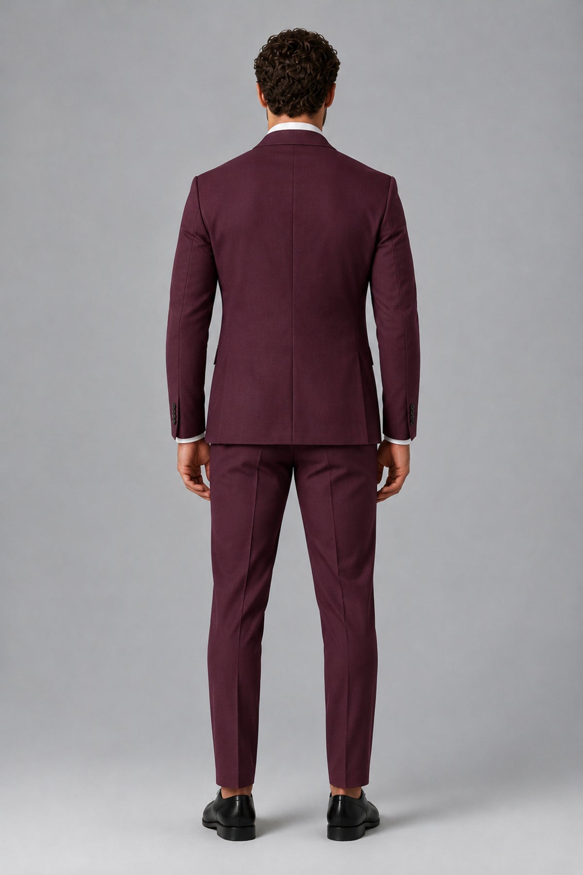 Bolodoo Men's Burgundy Two-Piece Suit with Notch-Lapel Jacket & Trousers - Burgundy - Burgundy_3