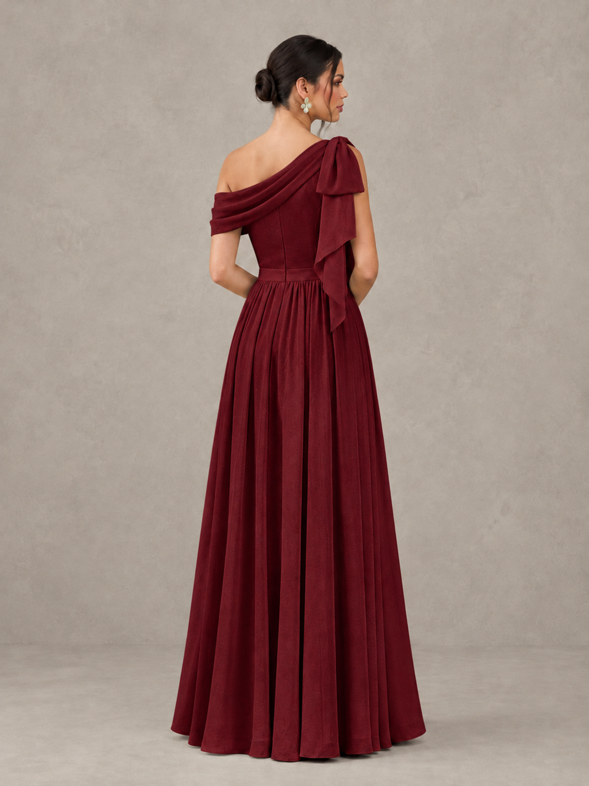 BOLODOO Burgundy One-Shoulder Maternity Bridesmaid Dress with Slit - Burgundy - Burgundy (2)