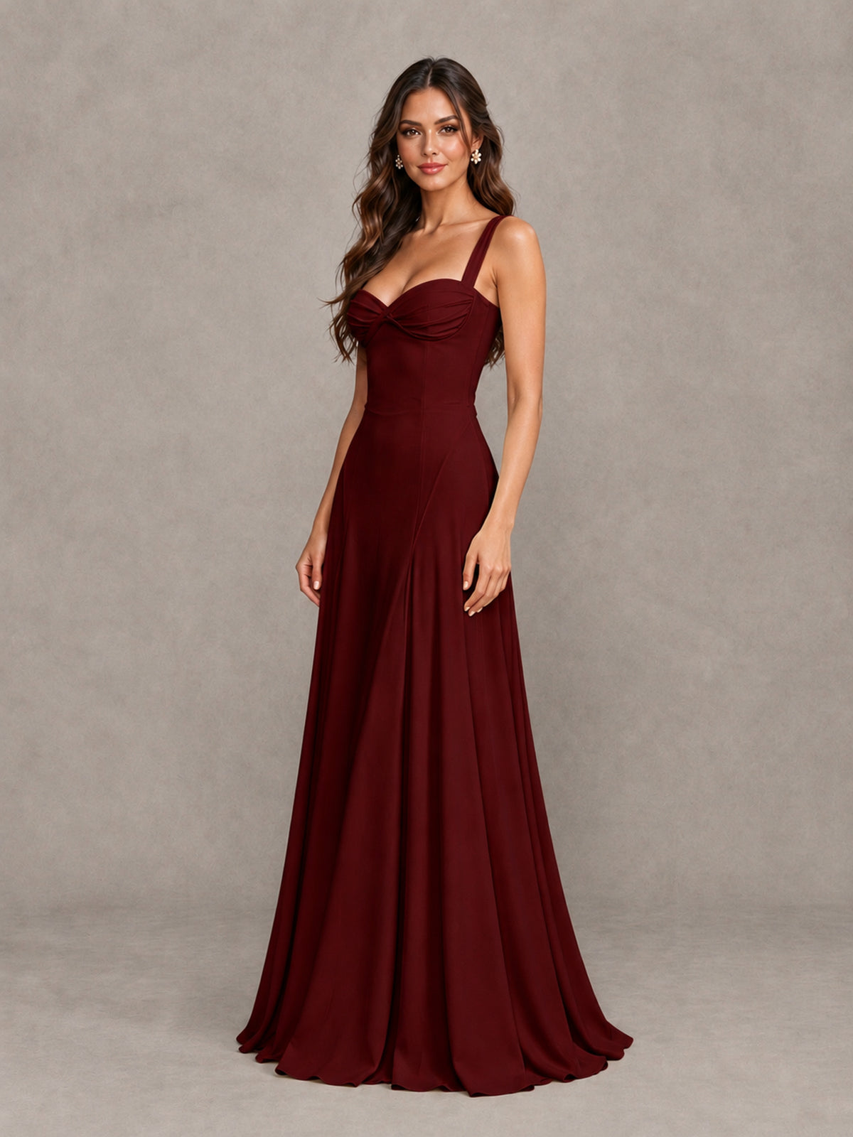 BOLODOO Burgundy Sweetheart Lace-Up Back Bridesmaid Dress - Burgundy - Burgundy (3)