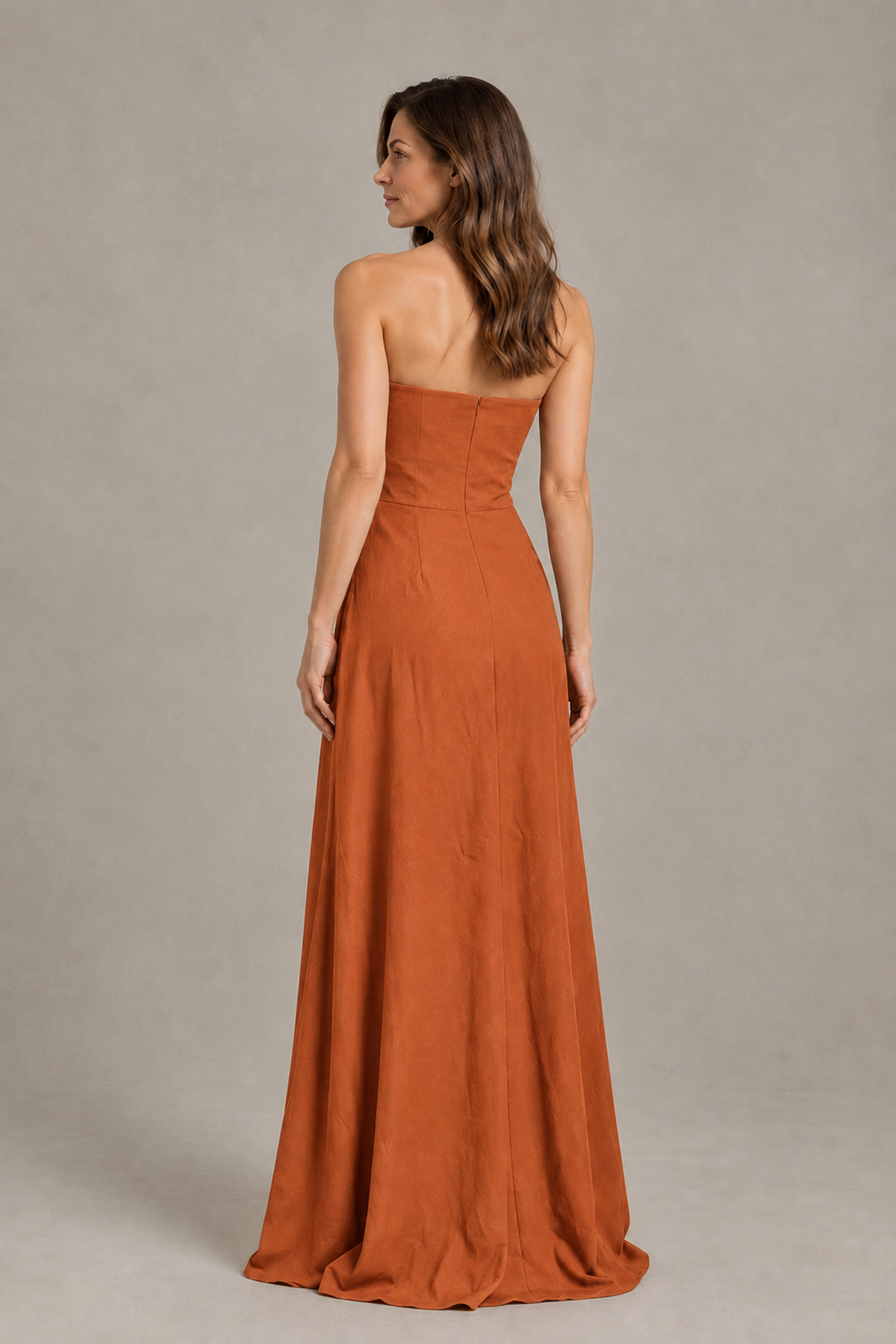 BOLODOO Burnt Orange Strapless Floral Mother of the Bride Gown - Burnt Orange - Burnt Orange_02