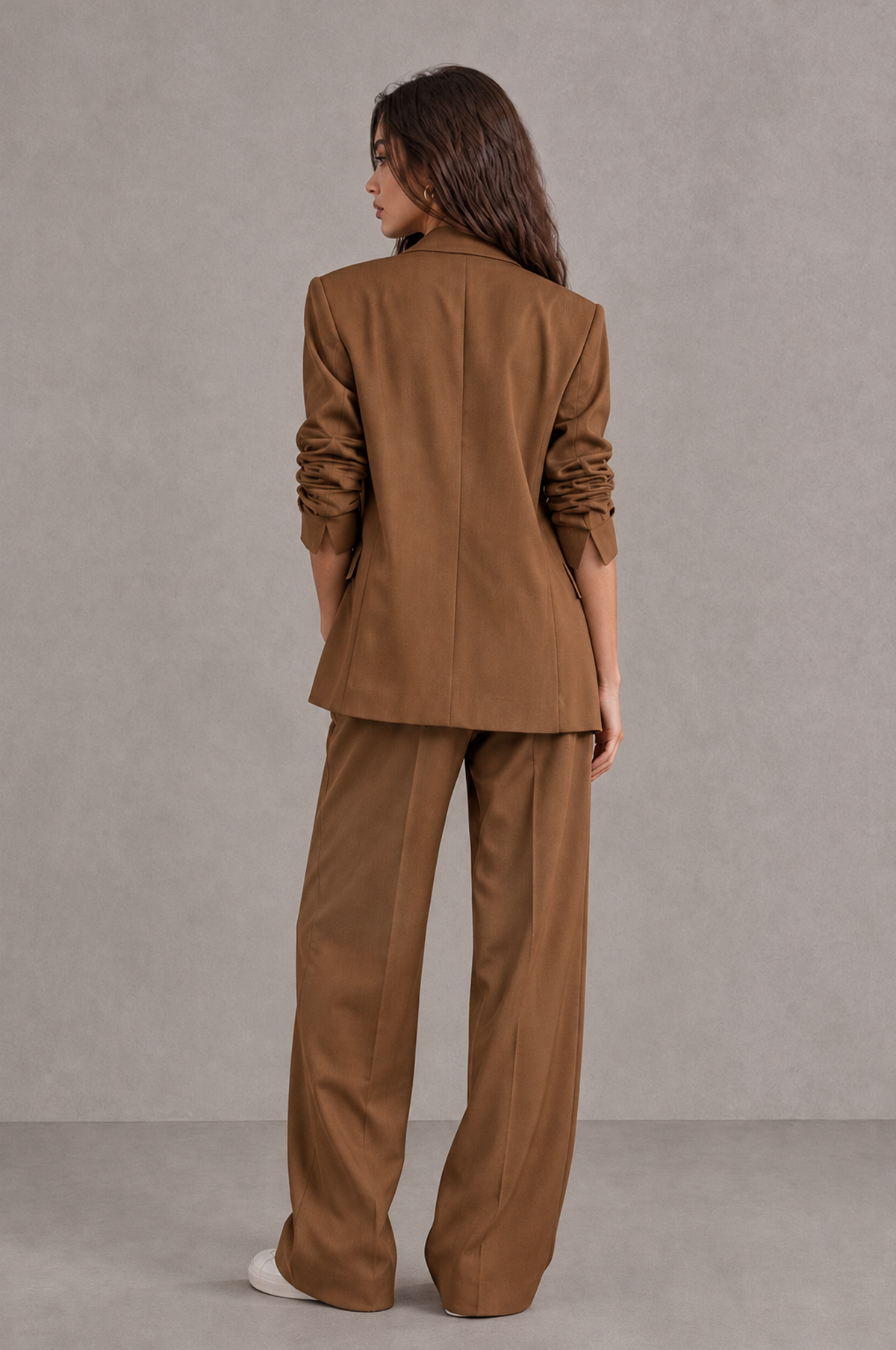 BOLODOO Burnt Orange Brown Blazer & Wide-Leg Pants Suit for Women - Burnt Orange - Burnt Orange_02