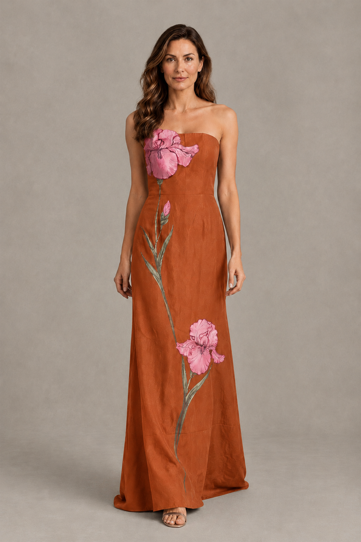 BOLODOO Burnt Orange Strapless Floral Mother of the Bride Gown - Burnt Orange - Burnt Orange_04