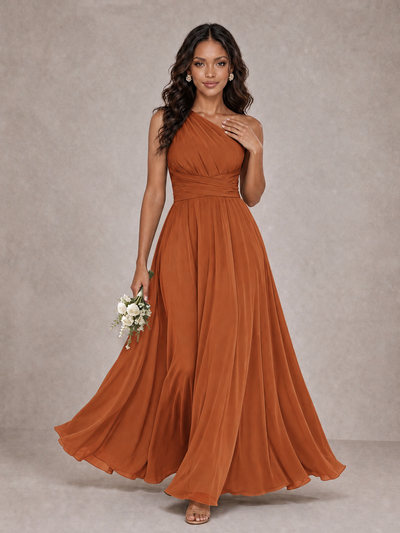 BOLODOO Burnt Orange One-Shoulder A-Line Bridesmaid Dress - Burnt Orange - Burnt Orange_1