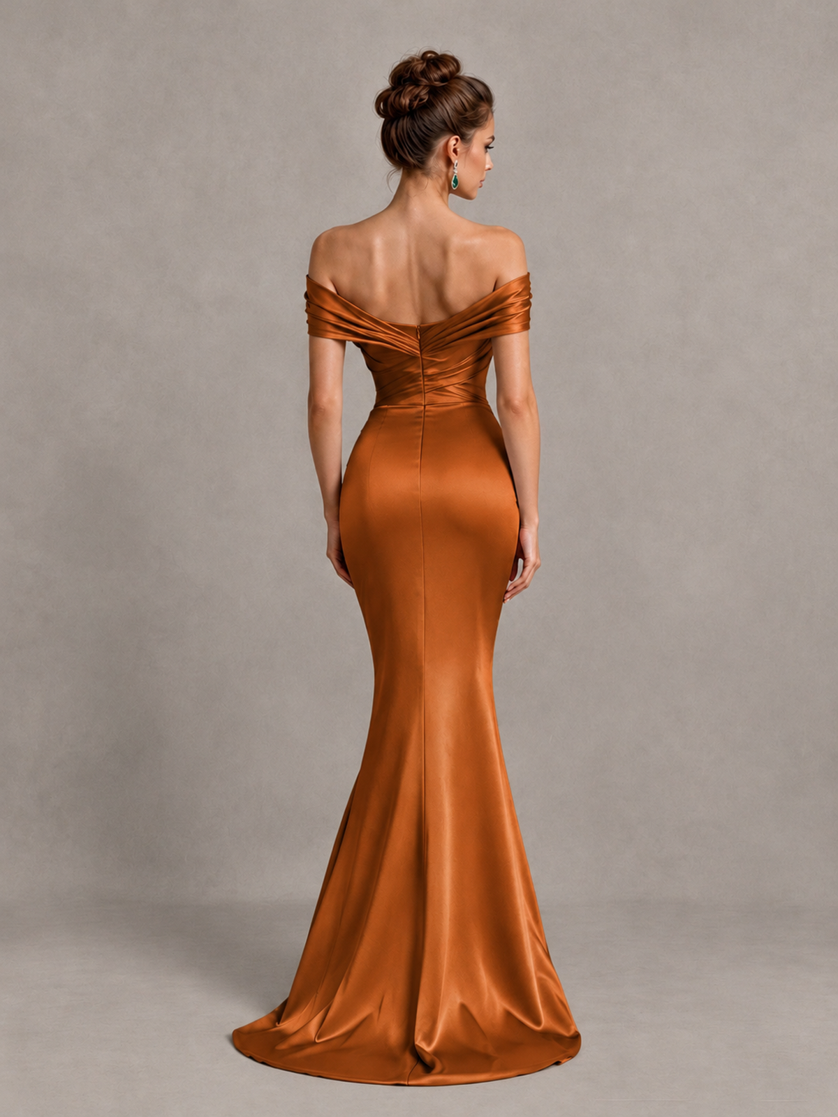 BOLODOO Burnt Orange Off-Shoulder Satin Mermaid Prom Dress - Burnt Orange - Burnt Orange_2