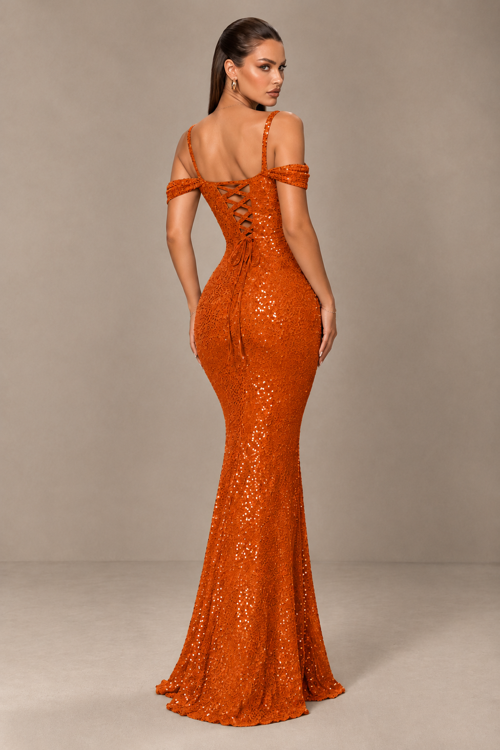 BOLODOO Burnt Orange Sequin Off-Shoulder Mermaid Prom Dress - Burnt Orange - Burnt_Orange_2