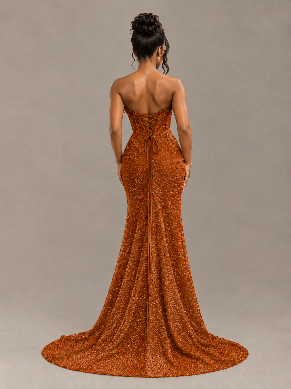 BOLODOO Burnt Orange Gold Corset Prom Dress with High Slit - Burnt Orange - Burnt Orange_2