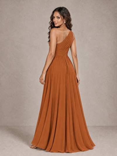 BOLODOO Burnt Orange One-Shoulder A-Line Bridesmaid Dress - Burnt Orange - Burnt Orange_2