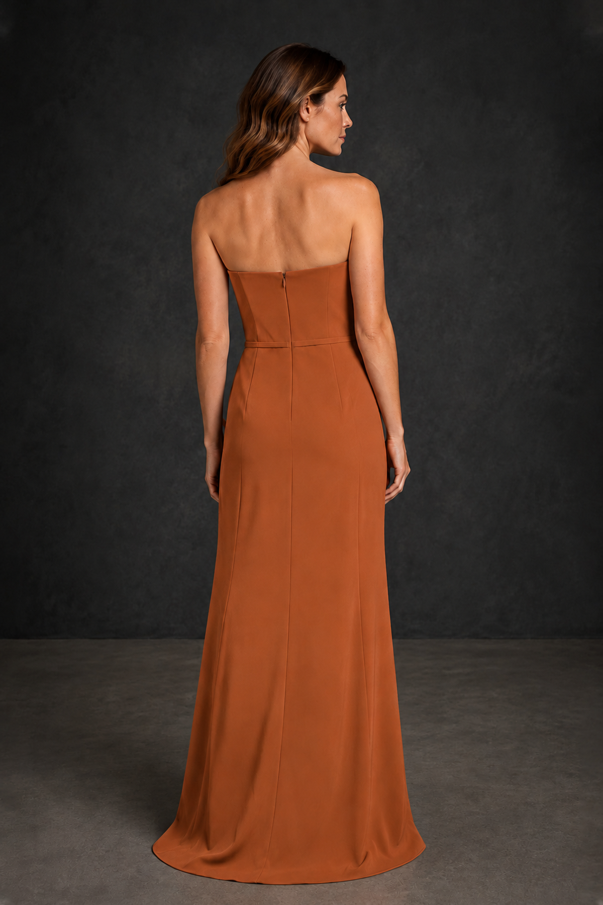 BOLODOO Burnt Orange Strapless Mother of the Bride Dress with Ruffle Detail - Burnt Orange - Burnt_Orange_2