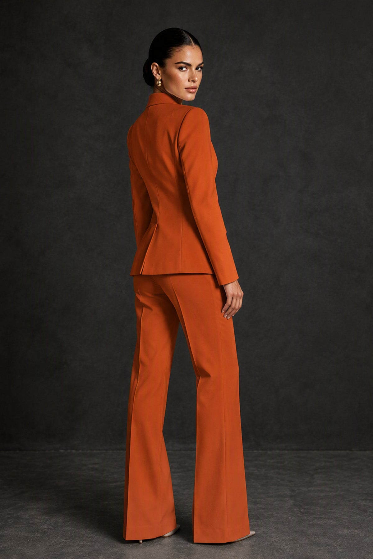 BOLODOO Burnt Orange Two-Piece Blazer and Pants Suit Set - Burnt Orange