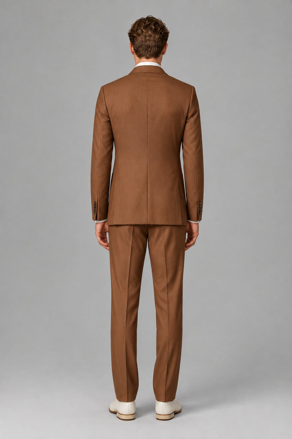 Bolodoo Men's Burnt Orange Wrap Tie-Waist Two-Piece Suit – Jacket & Trousers - Burnt Orange - Burnt Orange_3