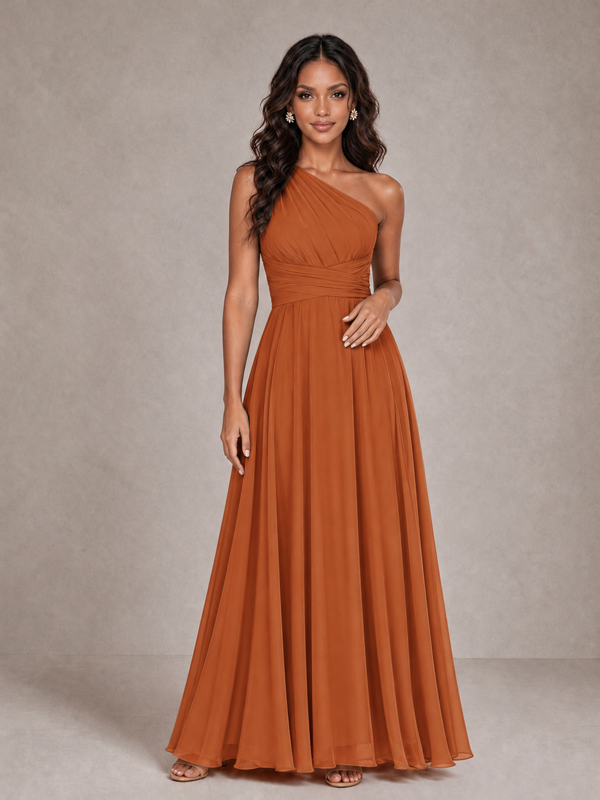 BOLODOO Burnt Orange One-Shoulder A-Line Bridesmaid Dress - Burnt Orange - Burnt Orange_3