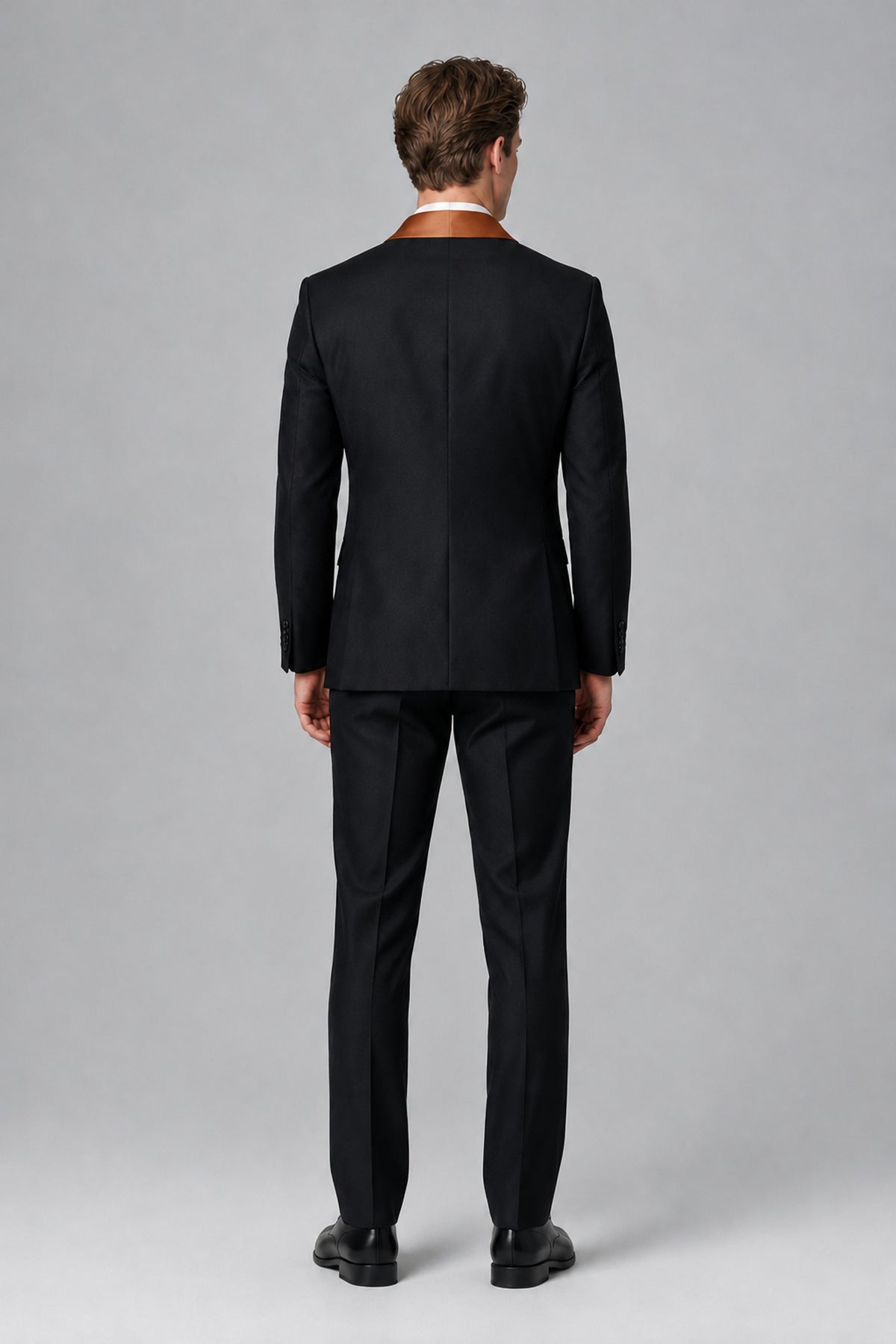 Bolodoo Men's Burnt Orange 3-Piece Shawl Lapel Tuxedo Suit - Burnt Orange - Burnt Orange_3