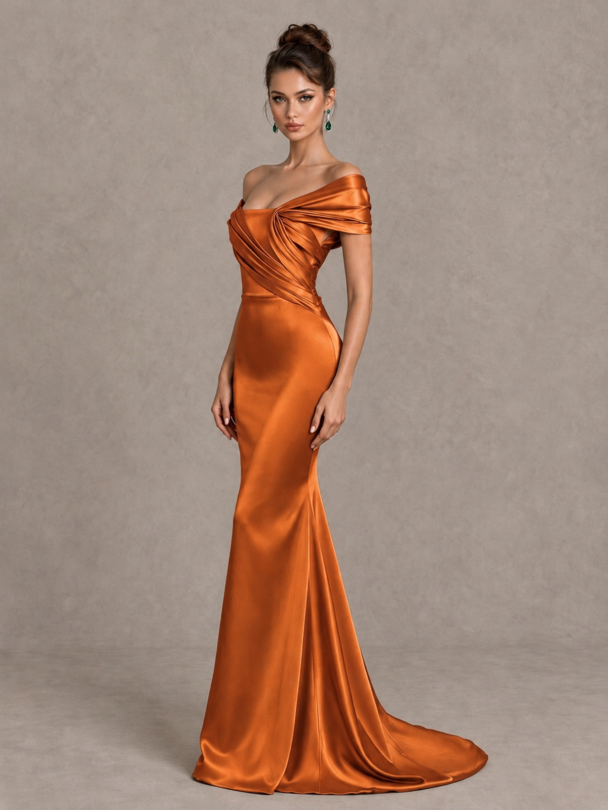 BOLODOO Burnt Orange Off-Shoulder Satin Mermaid Prom Dress - Burnt Orange - Burnt Orange_3