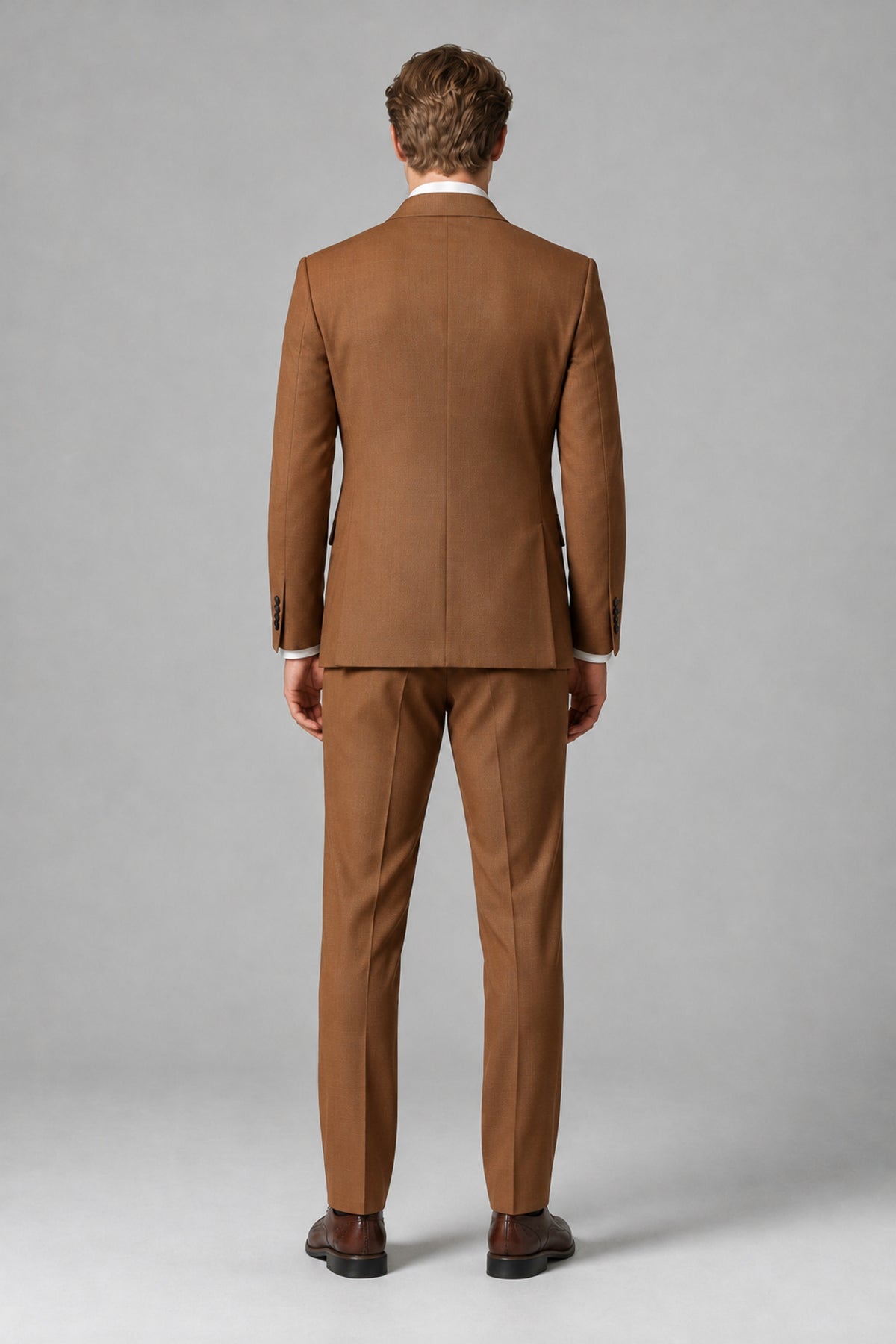 Bolodoo Men's Burnt Orange Double-Breasted Two-Piece Suit with Peak Lapels - Burnt Orange - Burnt Orange_3