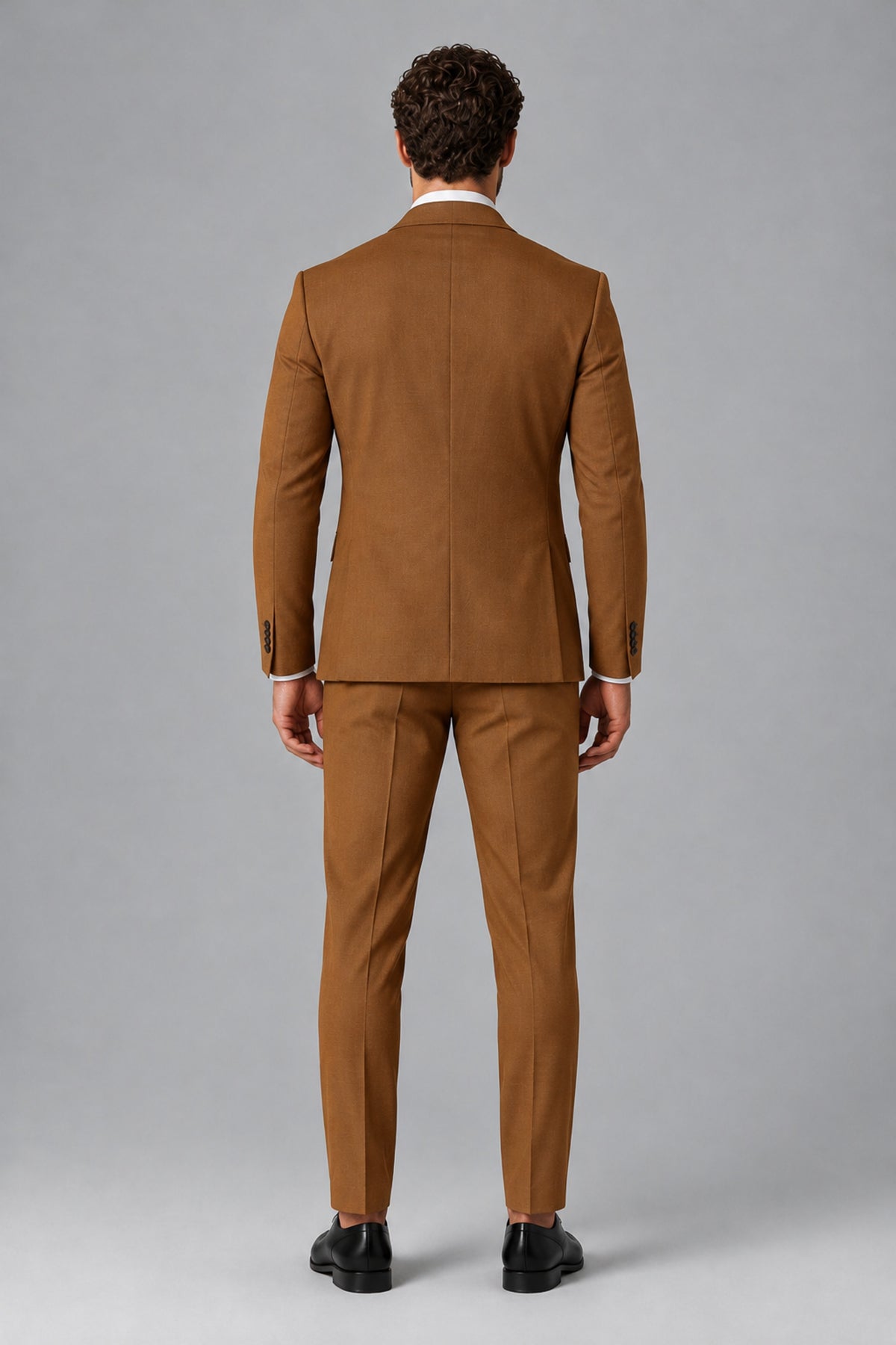 Bolodoo Men's Burnt Orange Two-Piece Suit with Notch-Lapel Jacket & Trousers - Burnt Orange - Burnt_Orange_3