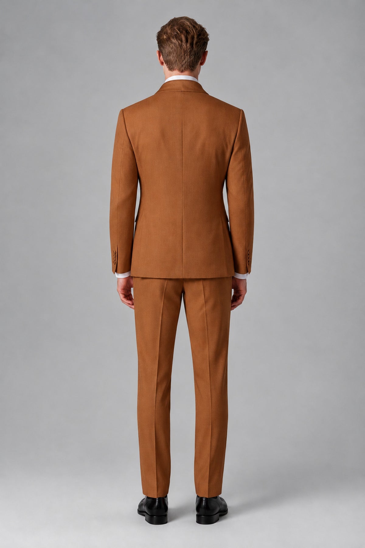 Bolodoo Men's Burnt Orange Shawl Lapel 2-Piece Tuxedo Suit – Jacket & Trousers - Burnt Orange - Burnt Orange(4)