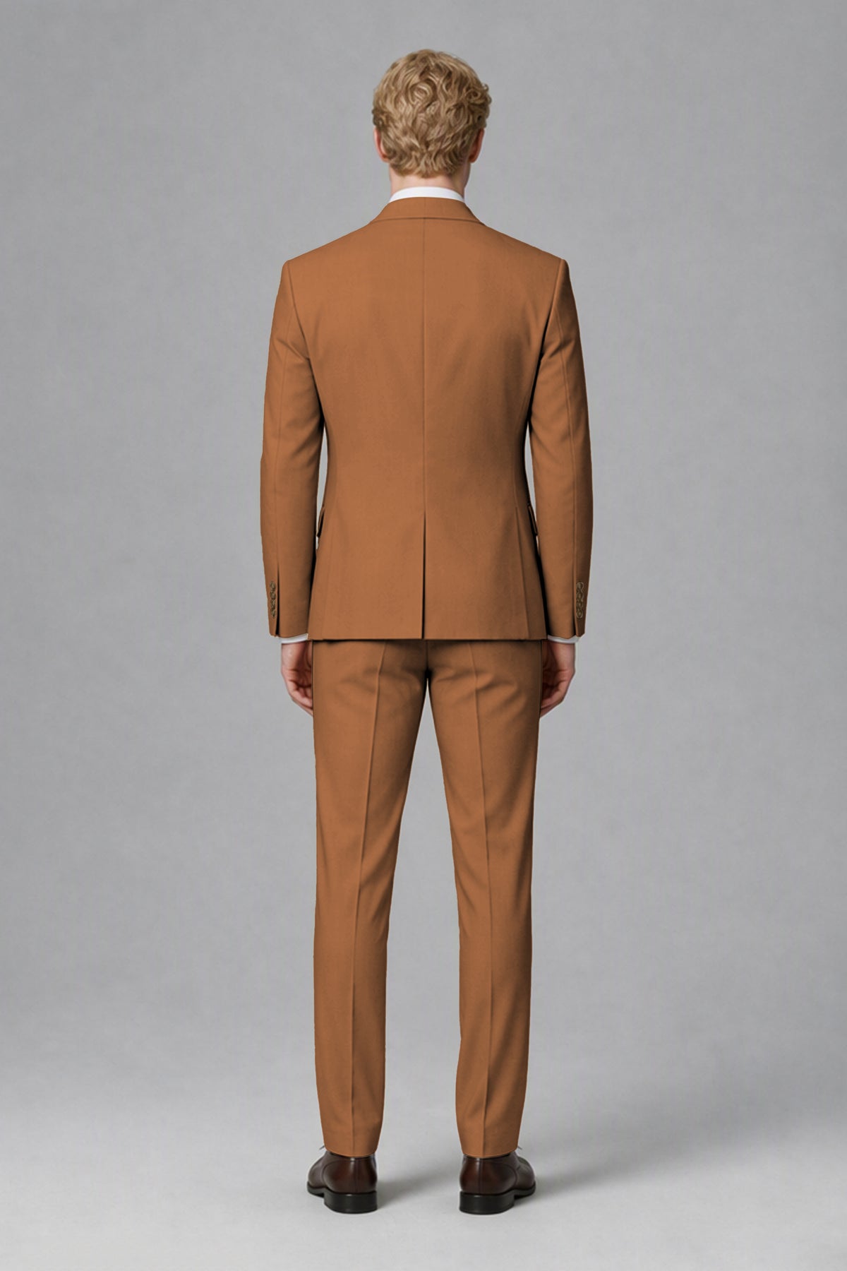 BOLODOO Men's Burnt Orange Two-Piece Wedding Suit – Jacket & Trousers - Burnt Orange