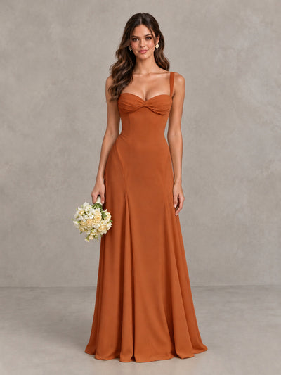 BOLODOO Burnt Orange Sweetheart Lace-Up Back Bridesmaid Dress - Burnt Orange - Burnt Orange (1)