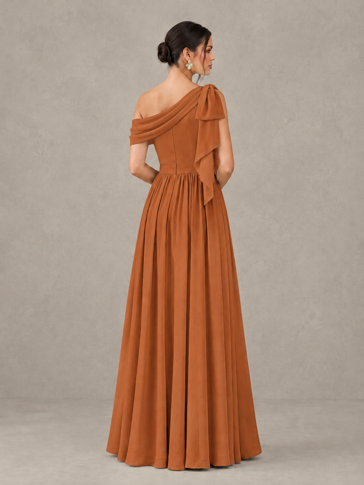 BOLODOO Burnt Orange One-Shoulder Maternity Bridesmaid Dress with Slit - Burnt Orange - Burnt Orange (2)