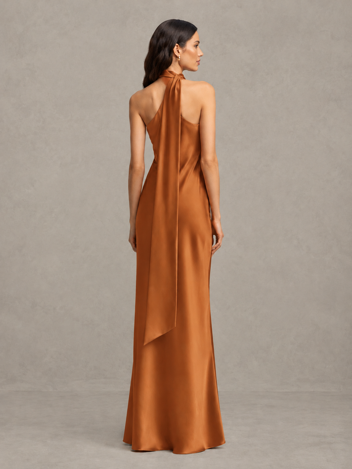 BOLODOO Burnt Orange Satin One-Shoulder Bridesmaid Dress with Open Back - Burnt Orange - Burnt Orange (2)