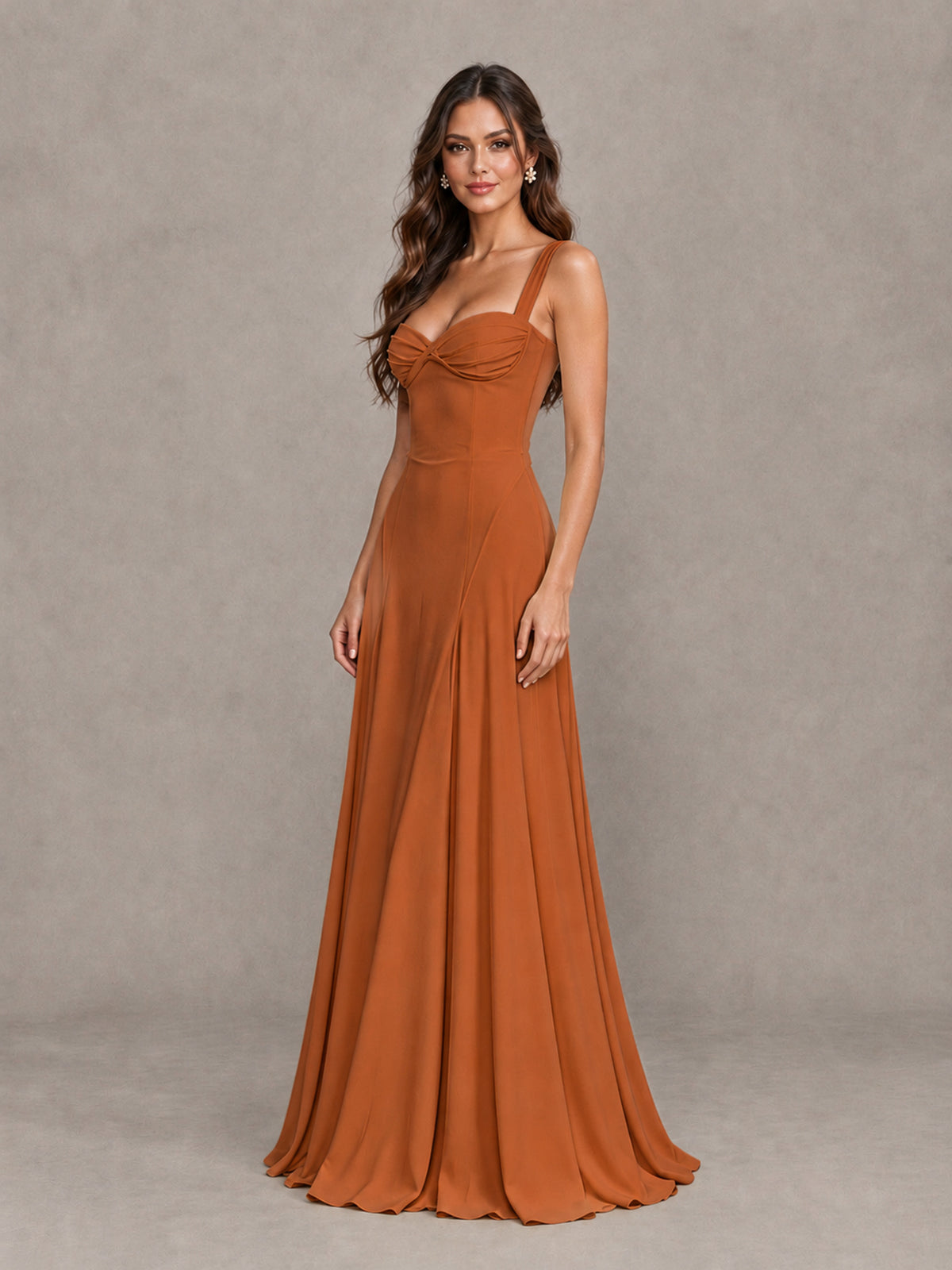 BOLODOO Burnt Orange Sweetheart Lace-Up Back Bridesmaid Dress - Burnt Orange - Burnt Orange (3)