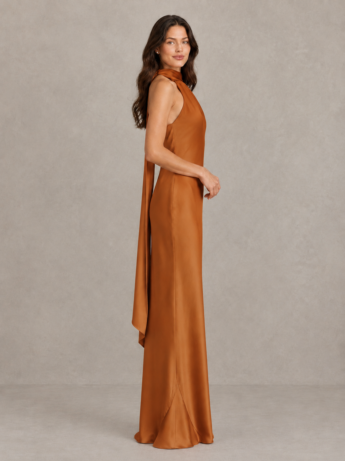BOLODOO Burnt Orange Satin One-Shoulder Bridesmaid Dress with Open Back - Burnt Orange - Burnt Orange (3)