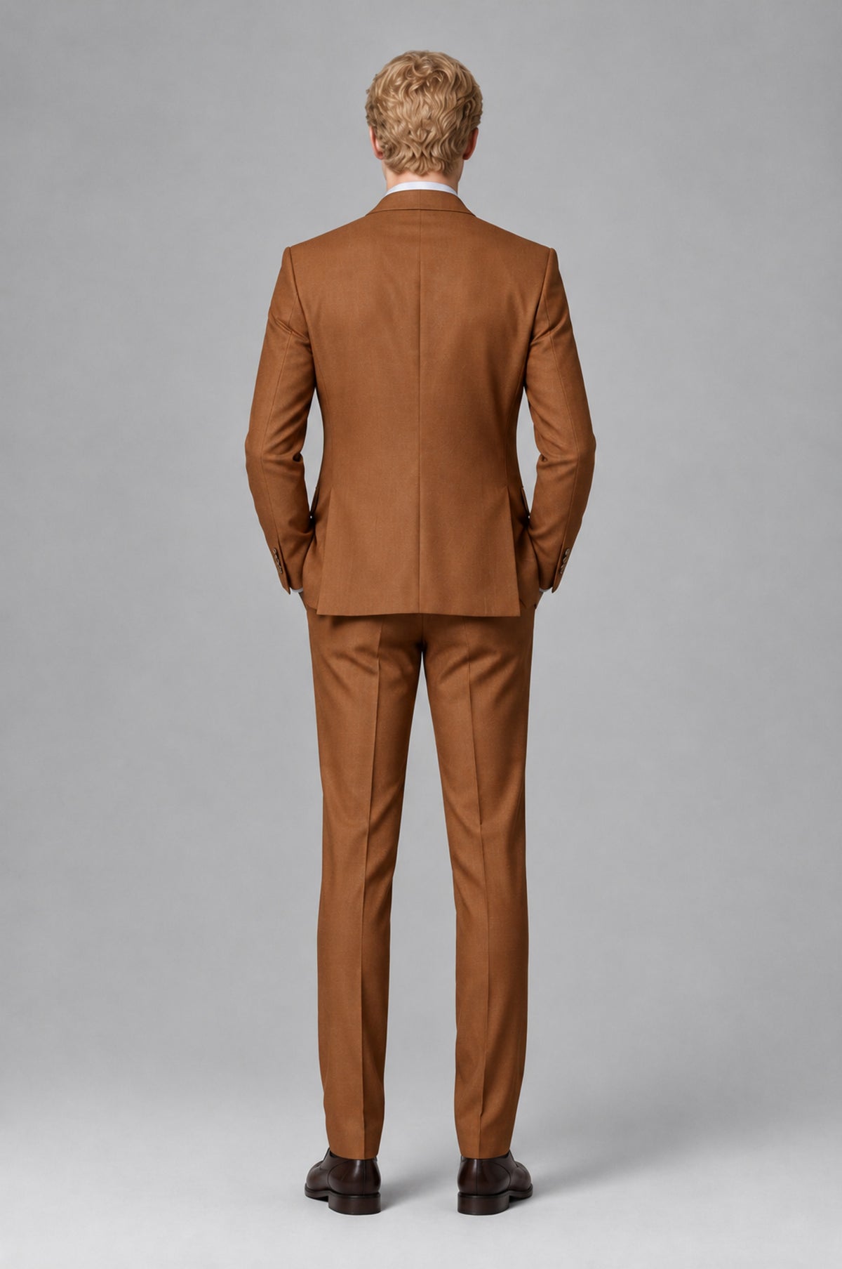 Bolodoo Men's Burnt Orange Two-Piece Suit with Notch-Lapel Jacket and Trousers - Burnt Orange - Burnt Orange (5)