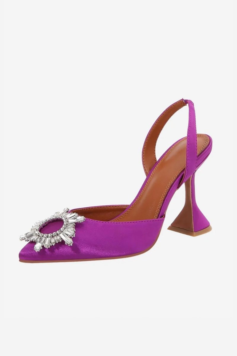 Rhinestone Pointed Toe Stiletto Sandals - BOLODOO