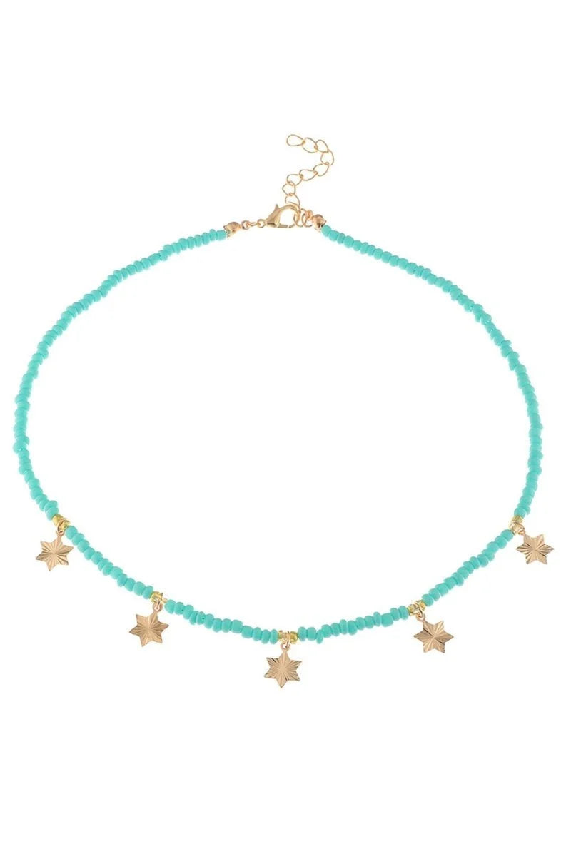 Blue Boho Style Necklace With Stars - BOLODOO