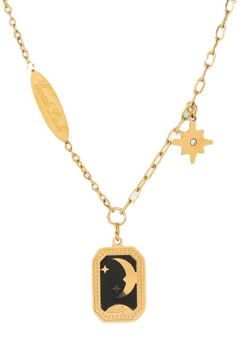 Gold Enamel Necklace Clavicle Chain - BOLODOO