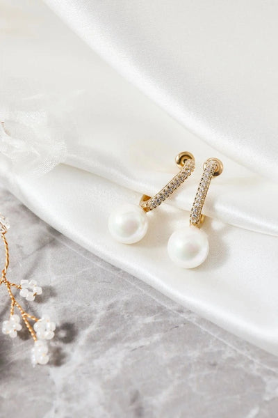 Pearl  Beading Golden Earrings