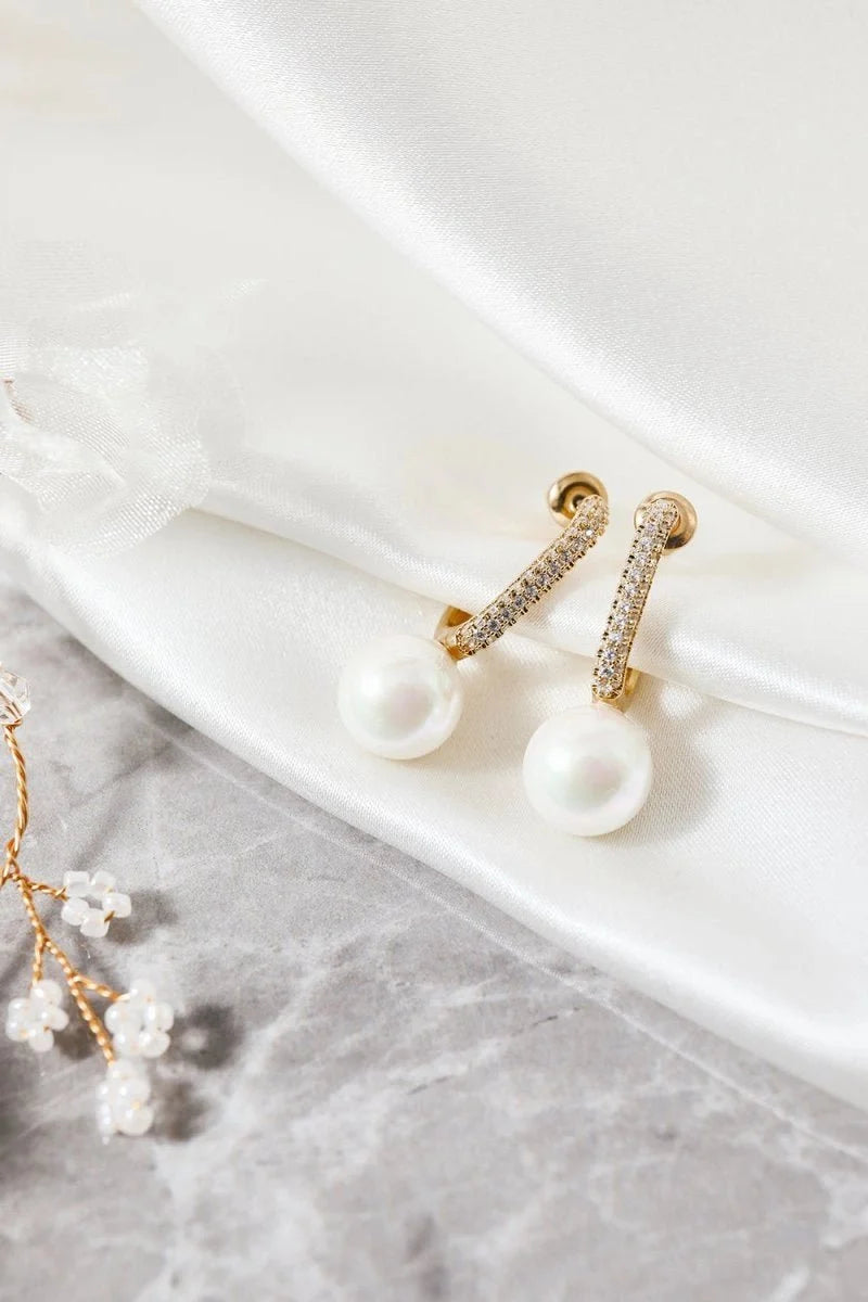 Pearl  Beading Golden Earrings