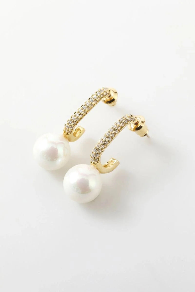 Pearl  Beading Golden Earrings