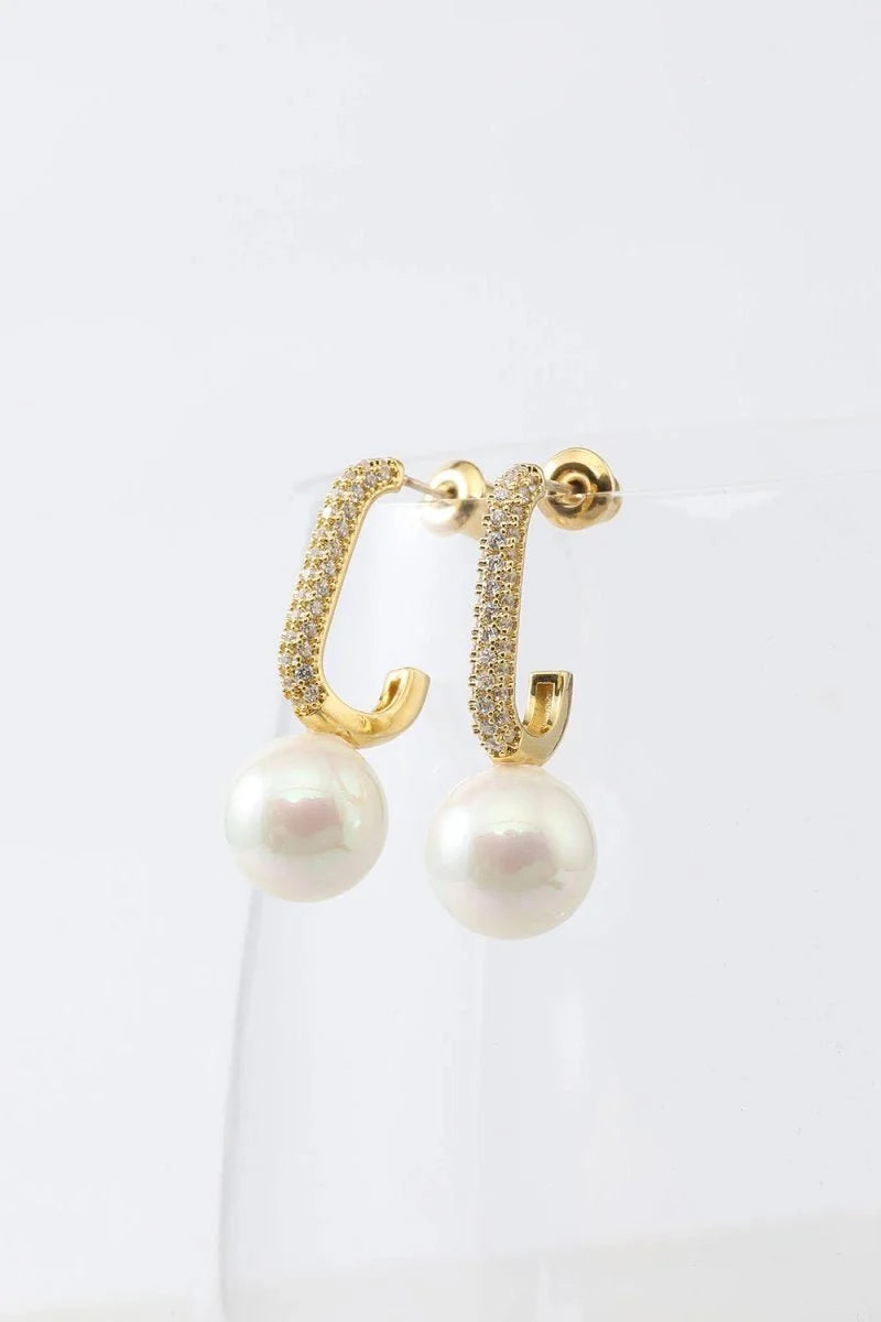 Pearl  Beading Golden Earrings